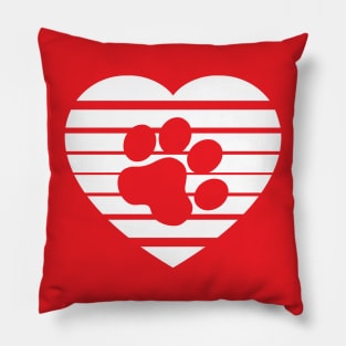 Cat Paw Heart Valentine - White Pillow