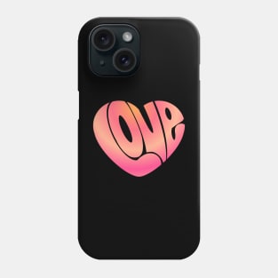 Love word in a heart shape simple cute design for valentines day pink and yellow gradient Phone Case