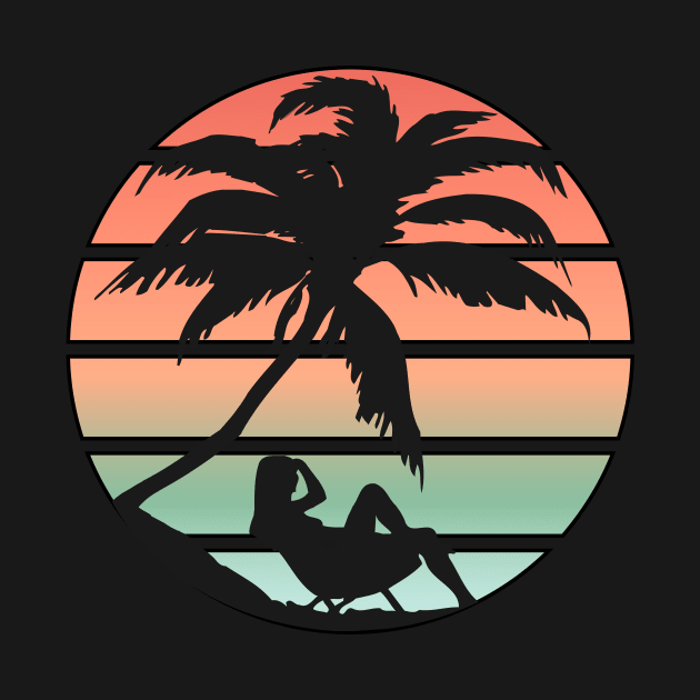 Vaporwave Beach Sunrise Silhouette by Brobocop