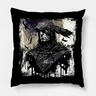 Medieval Hero: A Cool Comic Portrait of a Renaissance Superhero in Assassin Attire Pillow