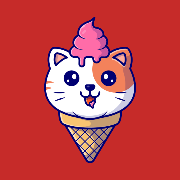 Cute Cat Ice Cream Cone by Catalyst Labs