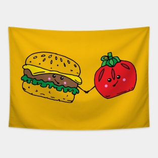 Burger and Ketchup Food Love Tapestry