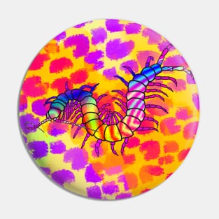 Colorful Centipede | Cheetah Print (Gold/Fuchsia) Pin