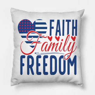 Patriotic Shirts for Men & Women American Flag Shirt Faith Family Freedom Graphic Tee USA Star Stripes Pillow