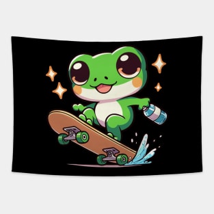 Skateboarding frog Tapestry