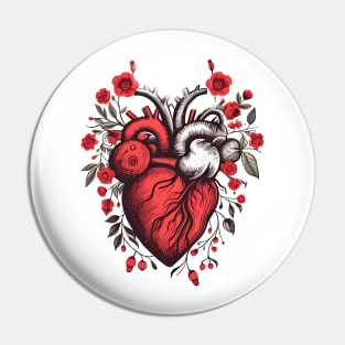 Graphic Printed heart design Pin