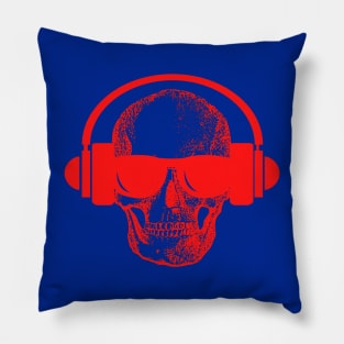 Skull And Phones, Red Pillow