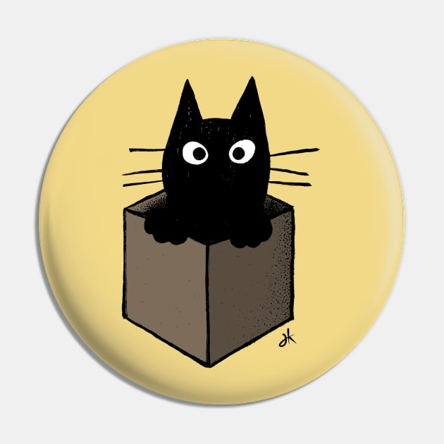 Black Cat in a Cardboard Box Pin by Coffee Squirrel