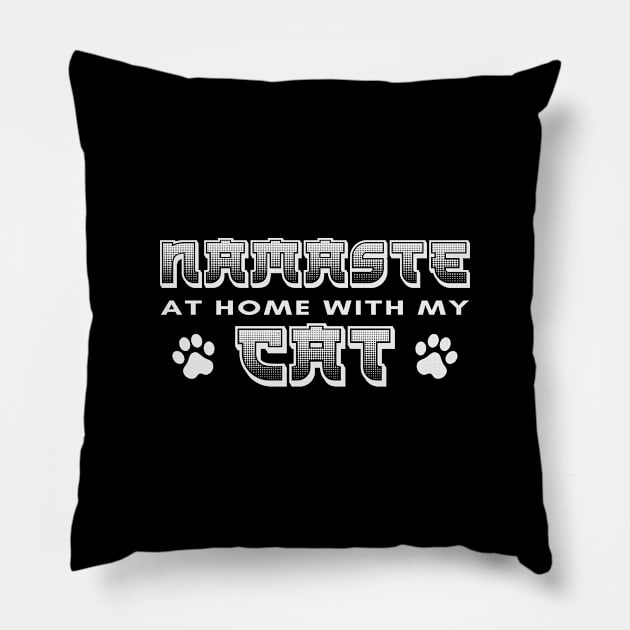 Namaste At Home With My Cat Pillow by Zen Cosmos Official