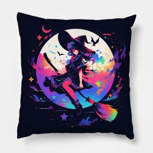 cute witch at night Pillow