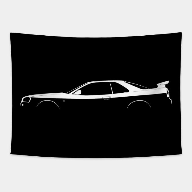 Nissan Skyline GT-R (R34) Silhouette Tapestry by Car-Silhouettes