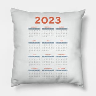 Minimal 2023 Calendar in Dusty Pastel Orange and Blue Pillow