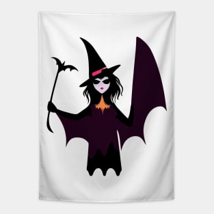 Halloween Bat Witch Dark Tapestry