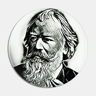 Johannes Brahms Black and White Colourful Portrait | Johannes Brahms Artwork 15 Pin