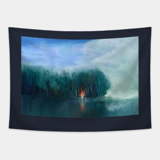 Abstract Art - Firecamp Forest Wind Painting Tapestry