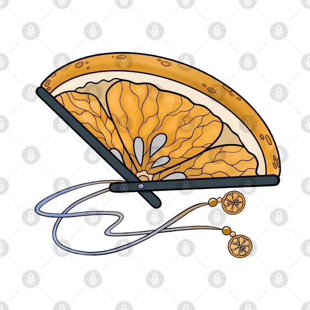 Orange Slice Folding Fan by emmakin.art@gmail.com