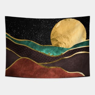 Gold landscape with moon #1 Tapestry