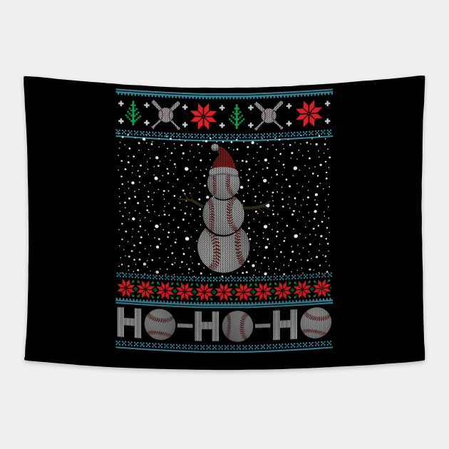 Christmas Baseball Snowman Ugly Christmas Xmas Tapestry by mrsmitful01