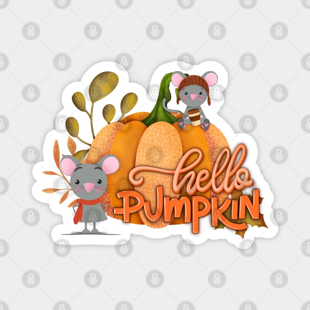 Hello pumpkin cute design Magnet by PrintAmor