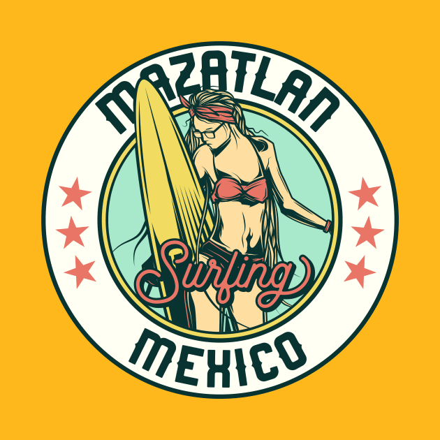 Vintage Surfing Badge for Mazatlan, Mexico by SLAG_Creative