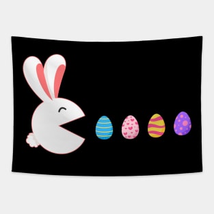 Happy Easter Funny Bunny Rabbit Eating Easter Eggs Tapestry