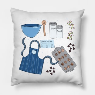 Holiday Baking, Winter theme cute baking cookies scene. Pillow