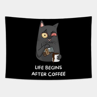 Life Begins After Coffee Tapestry