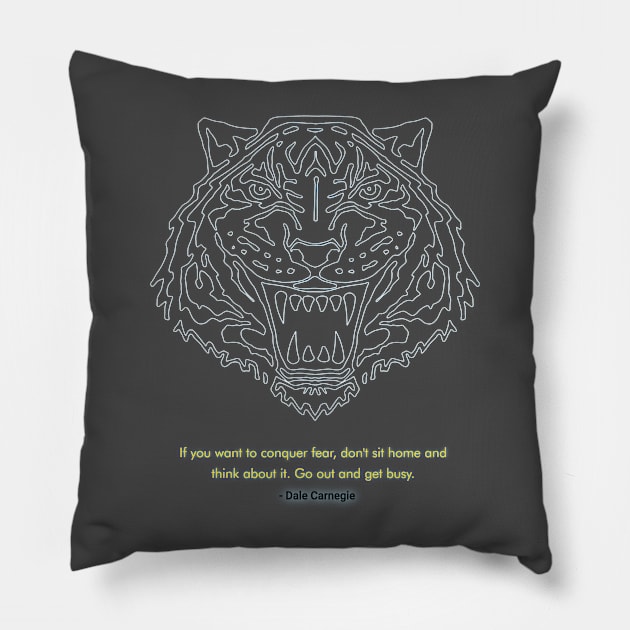 Defeat Fear Tiger Logo Pillow by The One Stop