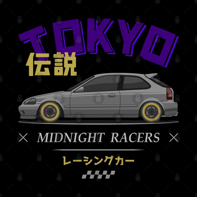 Midnight Racer Silver EK 9 JDM by GoldenTuners