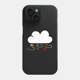 Windy Cloud Pattern With Fall Colored Leaves (Black) Phone Case