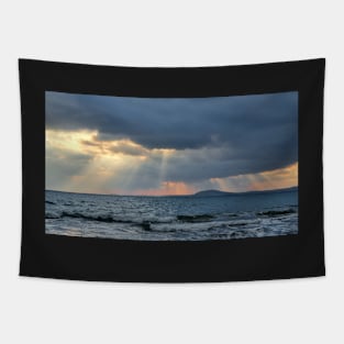 Sun Rays And Clouds Over The Ocean Tapestry