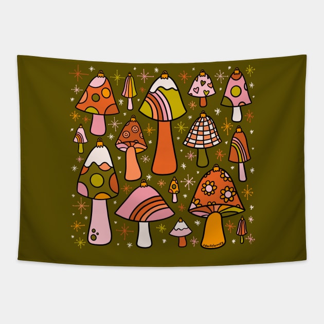 Mushroom Ornaments Tapestry by Doodle by Meg