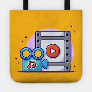 Streaming Music Video with Play Button and Note of Music Cartoon Vector Icon Illustration Tote