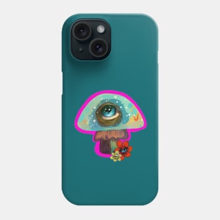 Colorful Pop Surrealism Mushroom with Big Eye Illustration Phone Case