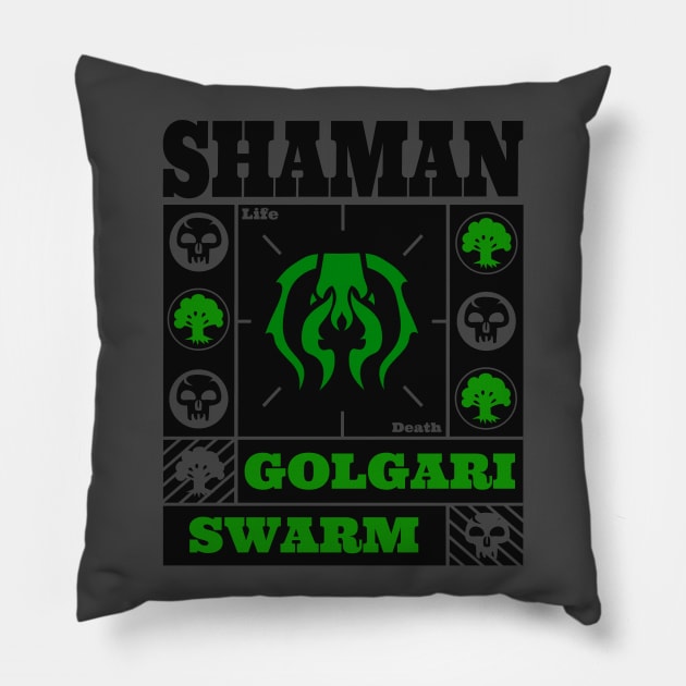 Golgari Swarm | SHAMAN | MTG Ravnica Guild Green & Black Design Pillow by ChristophZombie