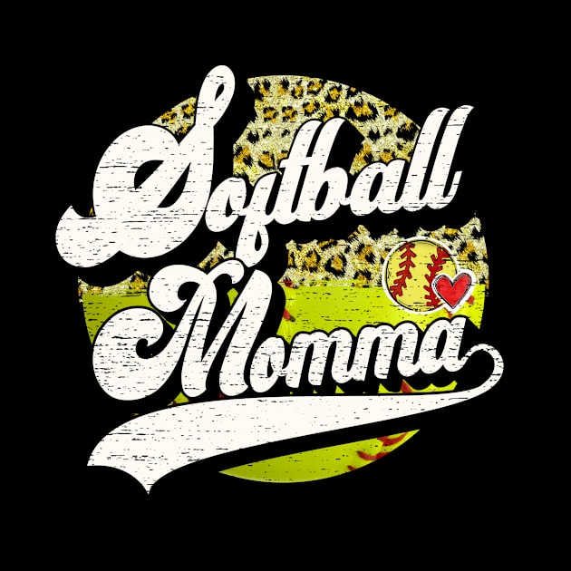 Softball Momma Vintage Leopard Softball Family Matching by Wonder man 