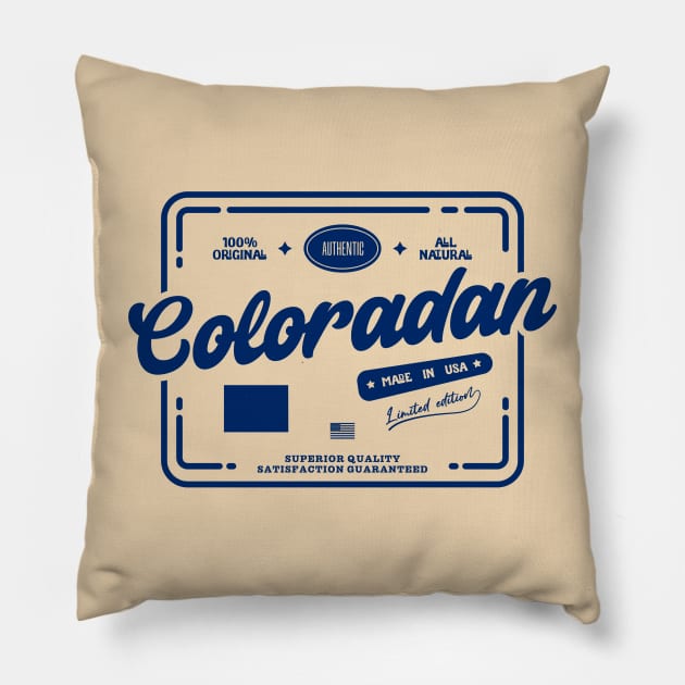 Authentic Coloradan Cool Vintage Dark Stamp Print Colorado Resident Gift Pillow by Space Surfer 