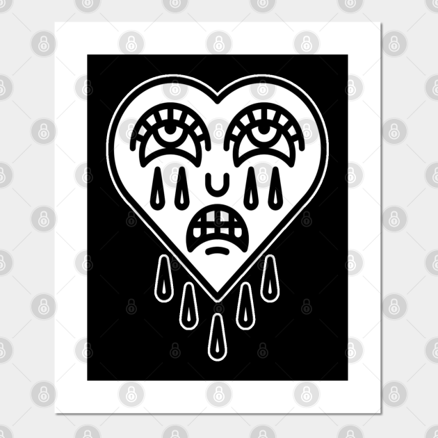 Crying Heart Tattoo Design Tattoo Affiche Et Impression D Art Teepublic Fr