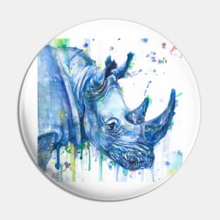 RHINOCEROS watercolor portrait Pin