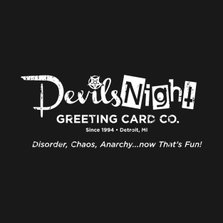 Devil's Night Greeting Card Co (white ink) T-Shirt