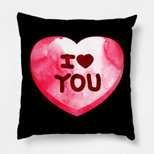 Watercolor Candy Heart I Love You Valentine Pillow