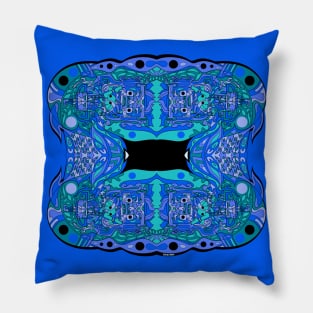 blue mayan spaceship ecopop Pillow