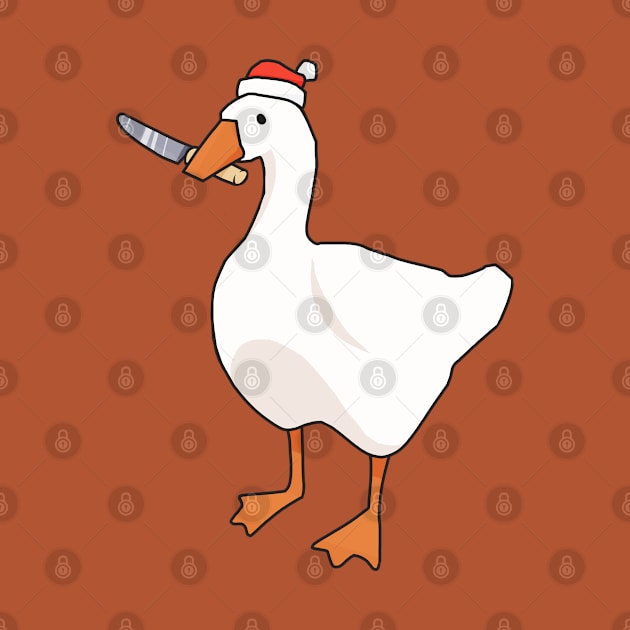 Goose with a knife in a New Year's hat by KamyShek89