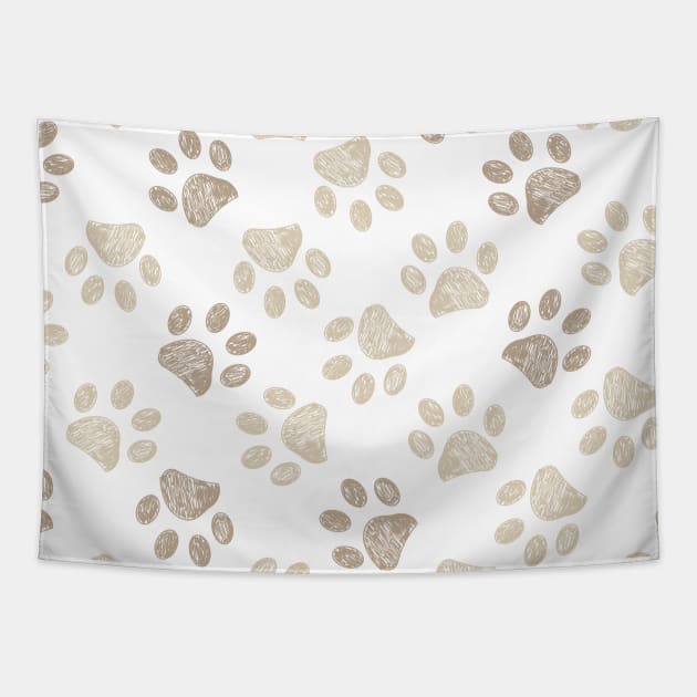 Light brown colored paw print Tapestry by GULSENGUNEL