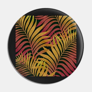 Red and yellow tropical palm leaves watercolor painting Pin