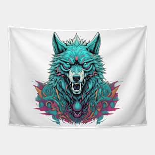 Warrior powerful wolf digital art Tapestry