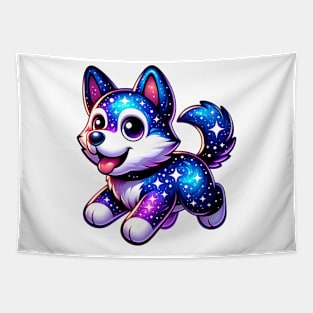 Running Puppy with Stars On It Tapestry