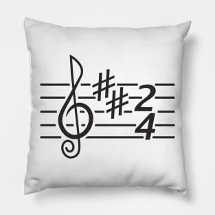 Notes music. Treble clef (black print) Pillow