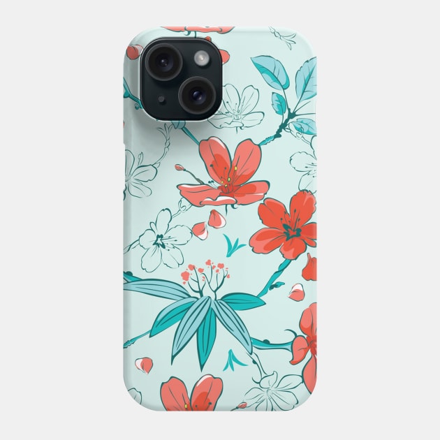Japanese Cherry Blossom Floral Pattern Botanical Phone Case by Studio Hues