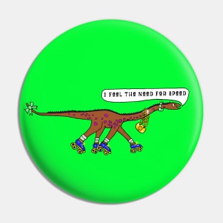 Rollerskating Retro Jurassic Diplodocus Pin